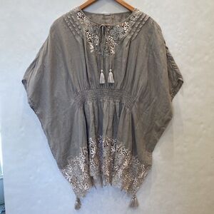 Elie Tahari Linen & Lace Tunic Kimono Top Large